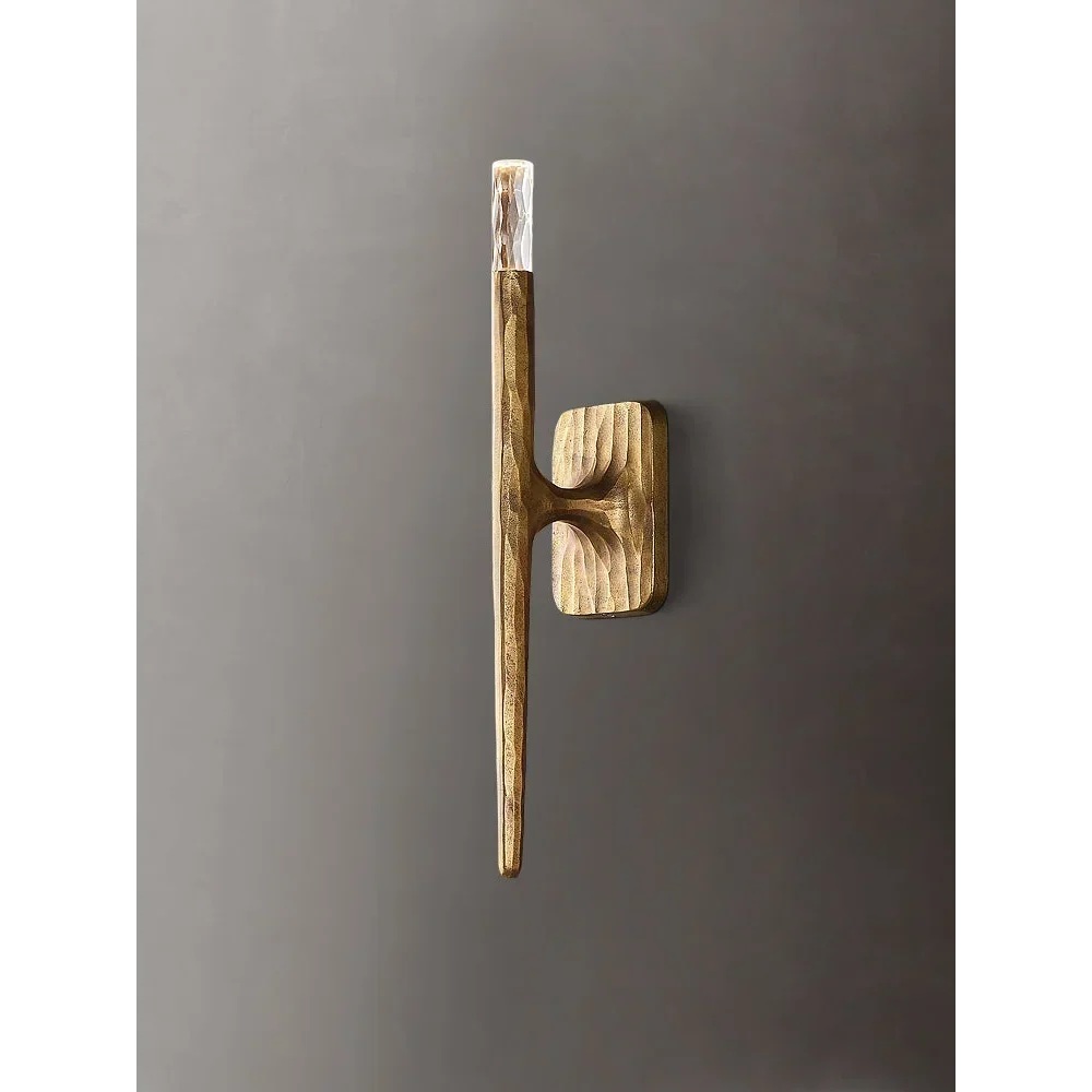 Brass Stick Wall Sconce Crystal Tip | Hallway Pair Staircase Light Entry G9 50cm Vertical Casalola Lights Luxury Lamps