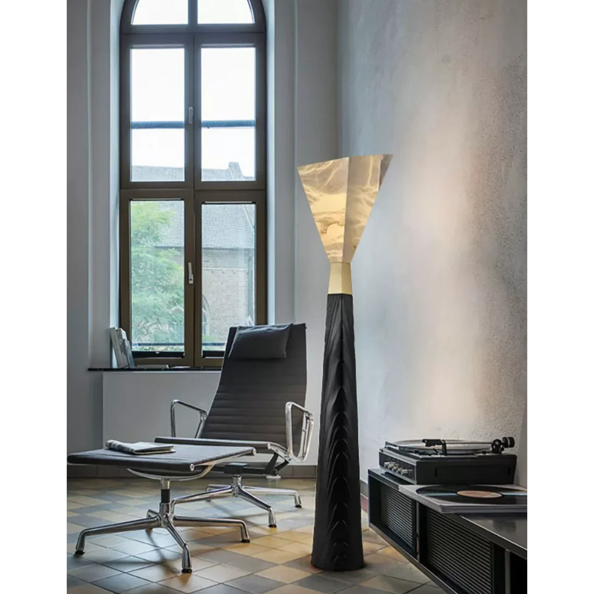 Black & Gold Sculpture Floor Lamp Resin Shade | 158cm Tall Foot Switch Dimmable Option 2700k Casalola Lights Luxury