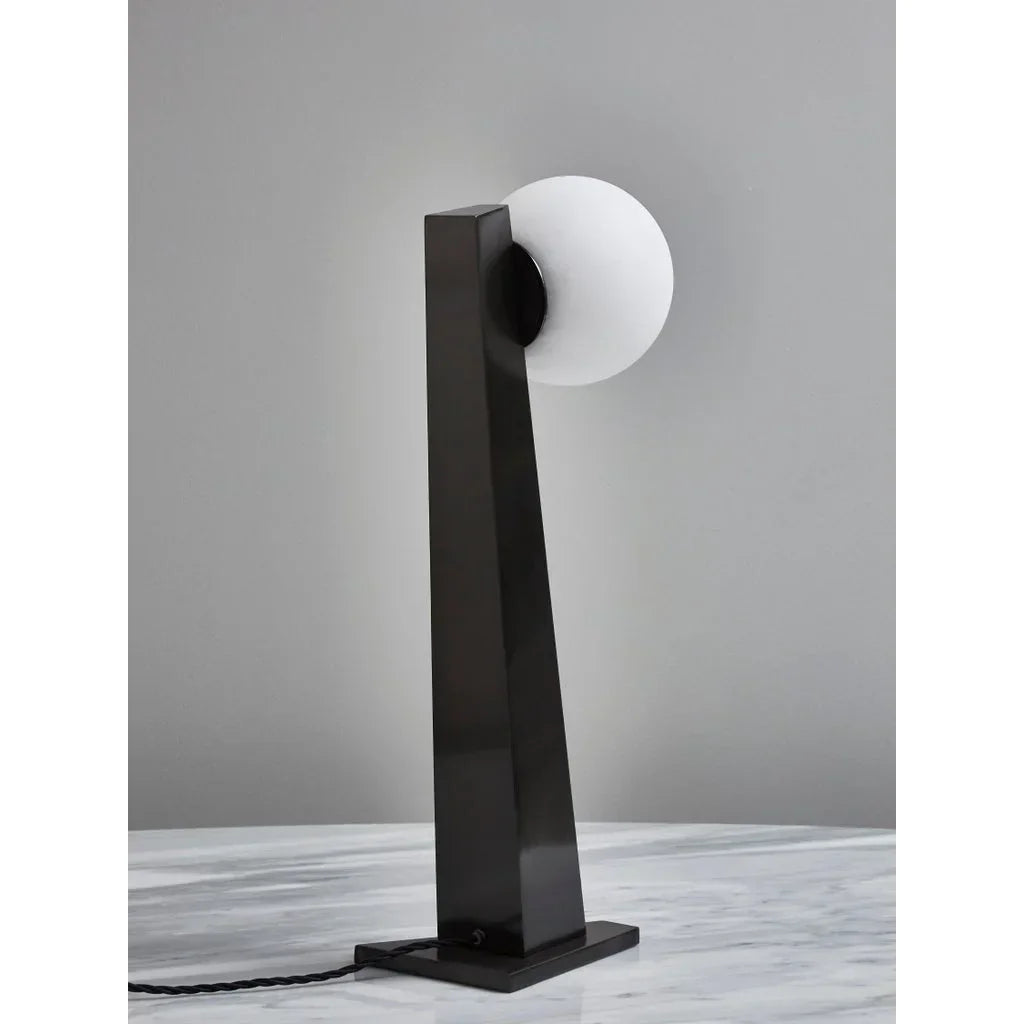 Patinated Steel Oblique Table Lamp | Studio Brera Sculptural – Dimmable Led Black for Living Room