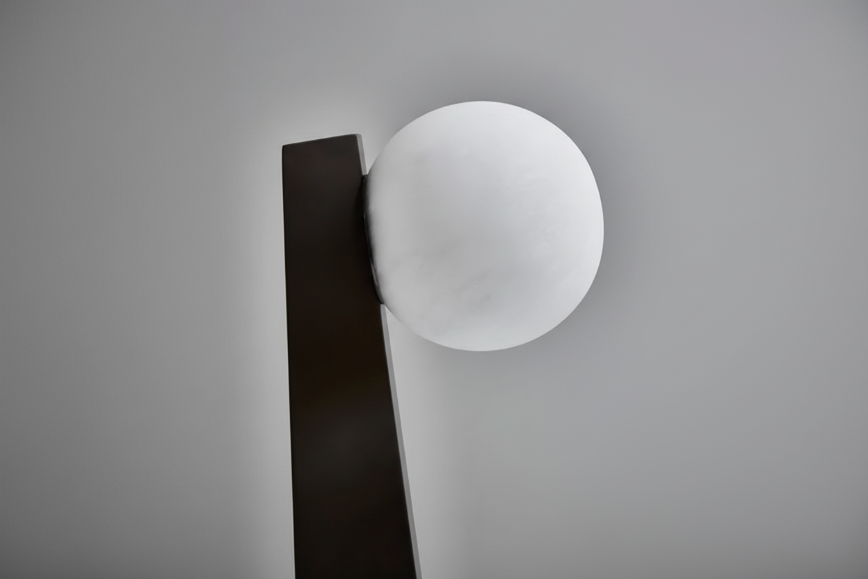 Globe table lamp on a reception desk