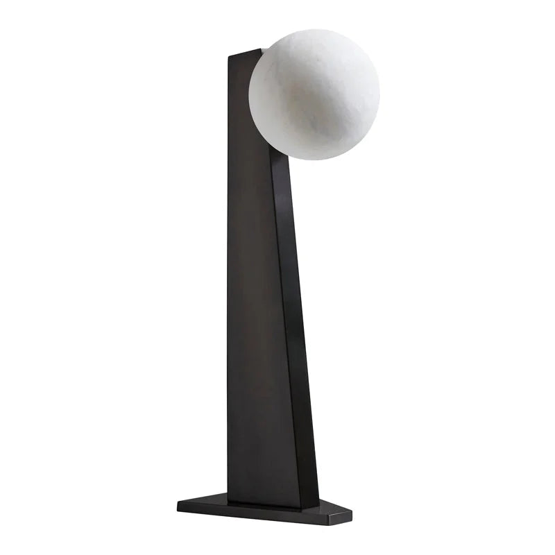 Globe table lamp glowing warm