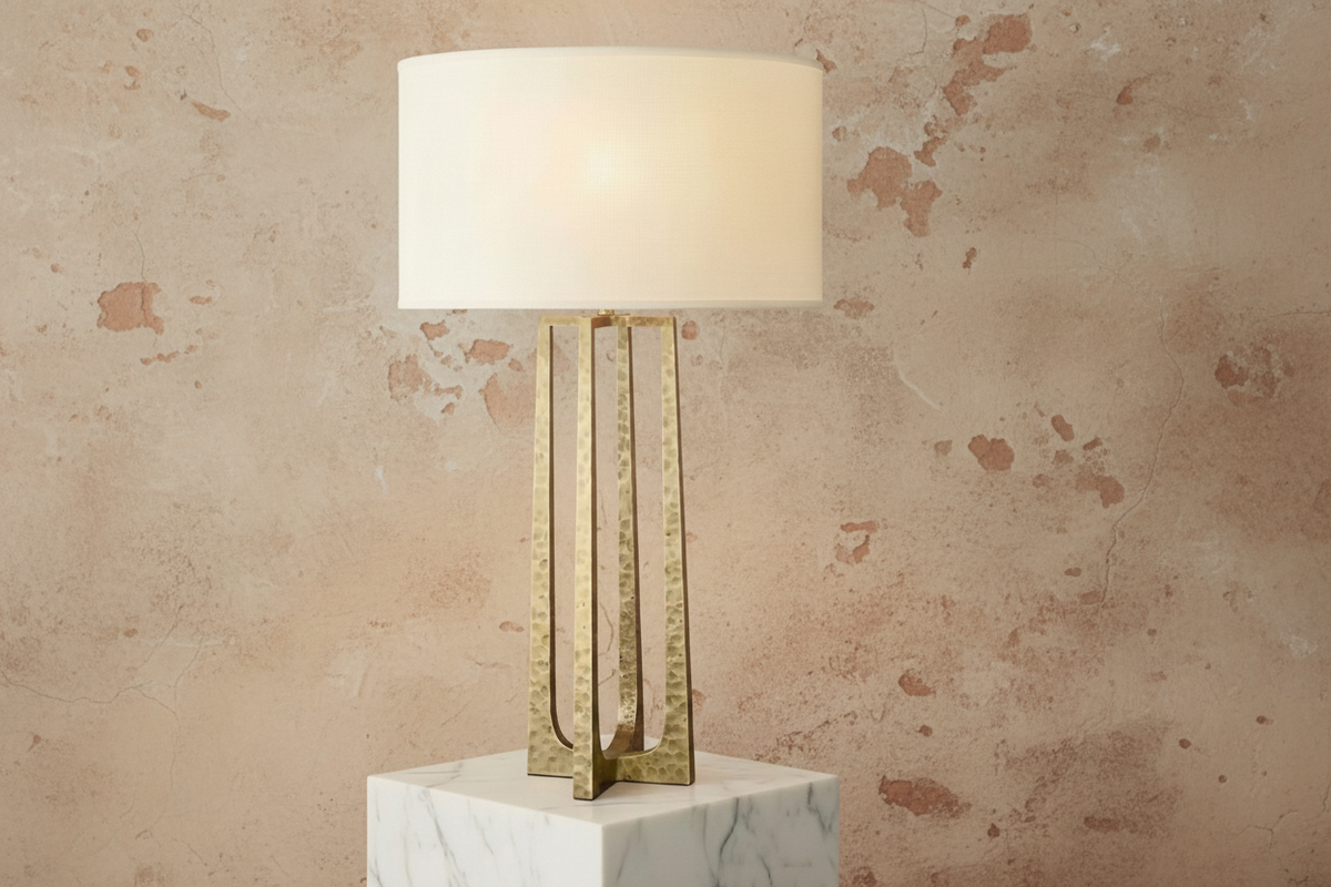 Hammered Copper Table Lamp | Tall Sculptural Split-frame 50cm Wabi-sabi Bedside & Console Casalola Lights Luxury Lamps
