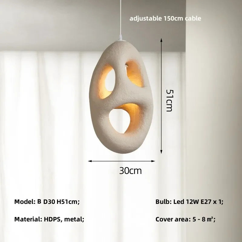 Sculptural Japandi Pendant Lamp Resin Light Fixtures for Dining Room Kitchen Living