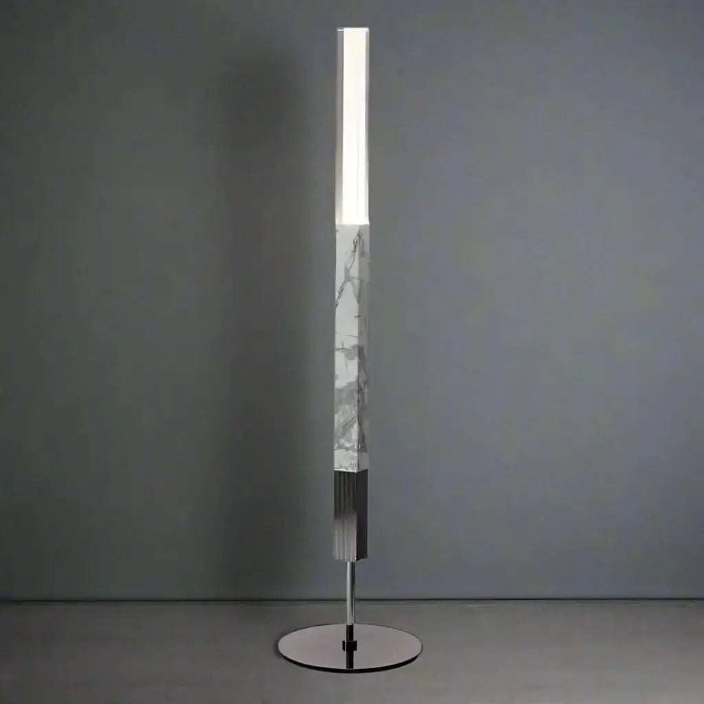 Sculptural Marble Torchiere Floor Lamp | Dimmable Led Light - Lamps