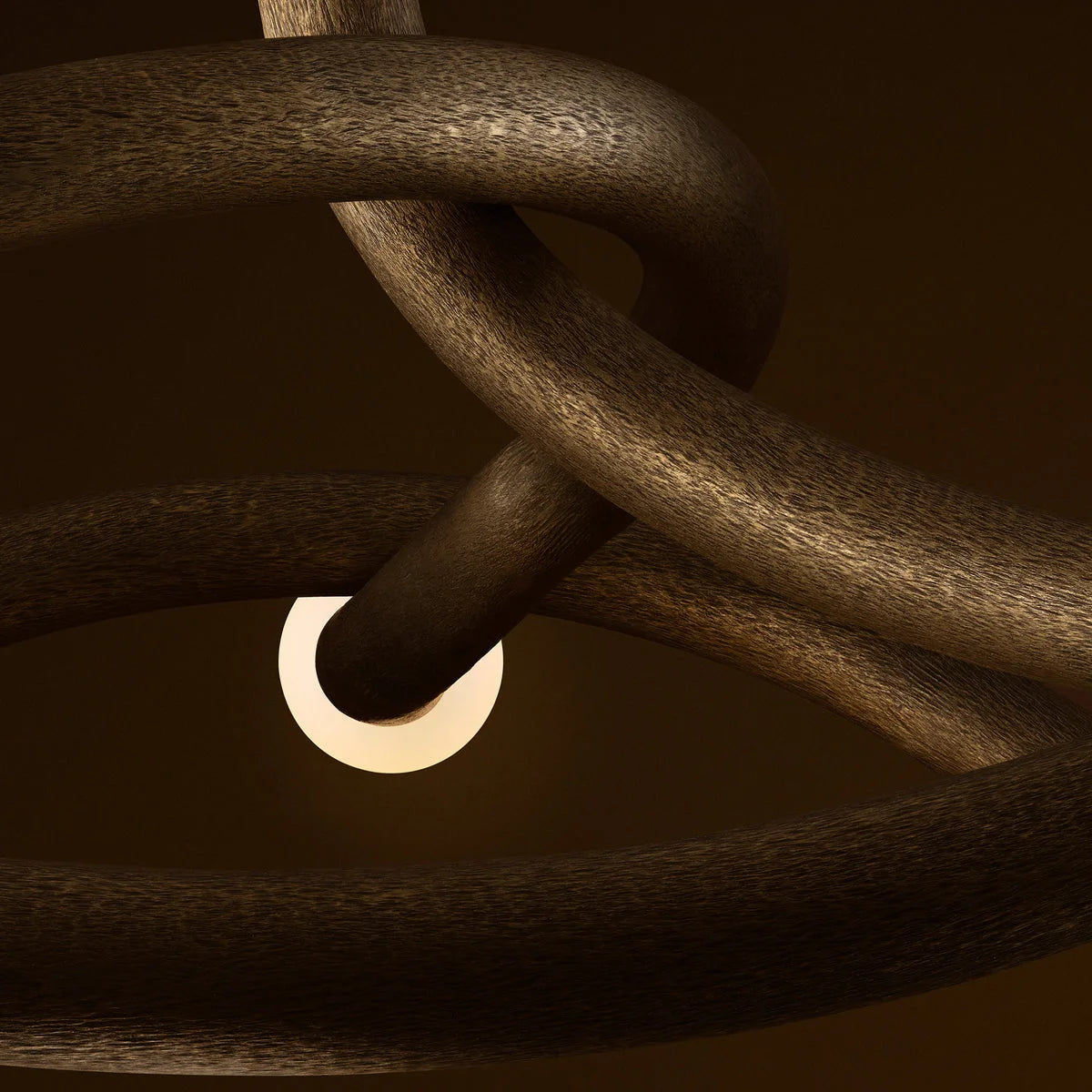 Sculptural Mid Century Chandelier – Bronze & Opal Glass Lighting