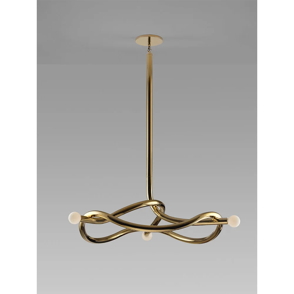 Sculptural Mid Century Chandelier – Bronze & Opal Glass Lighting
