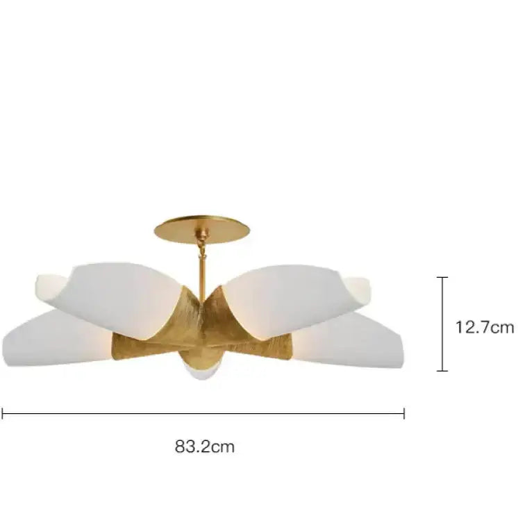 Sculptural Semi Flush Gold Chandelier | Modern Ceiling Statement - Semi-flush Mounts