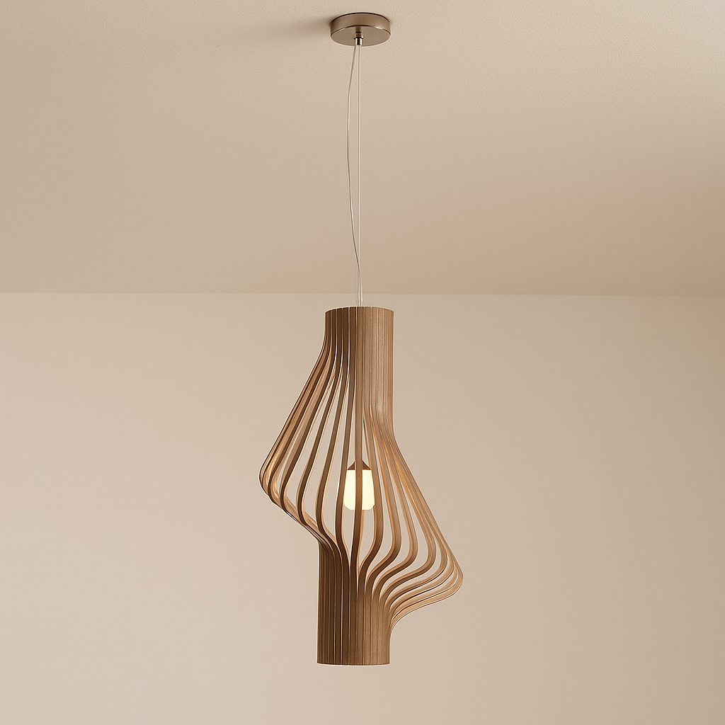Bentwood Pendant Light for Kitchen Island or Dining Table | 48 Cm (18.9″) Walnut Ash Frosted Globe Casalola Lights