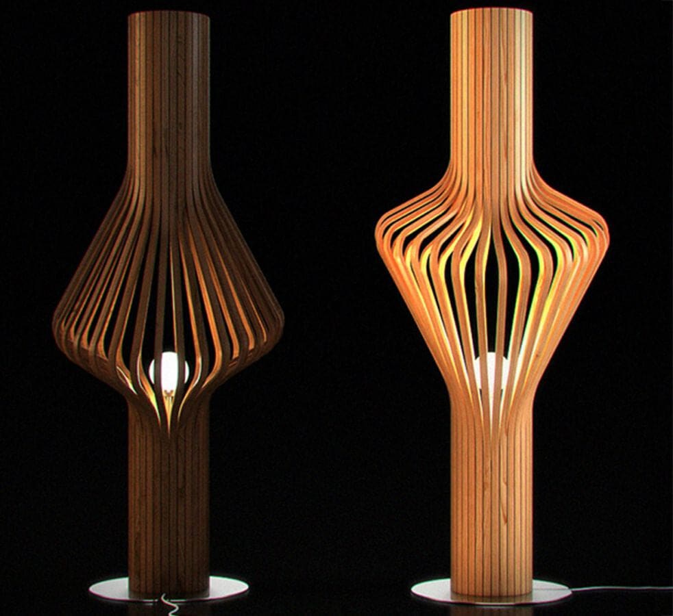 Scandinavian Bentwood Floor Lamp | Organic Sculptural Form - Lamps