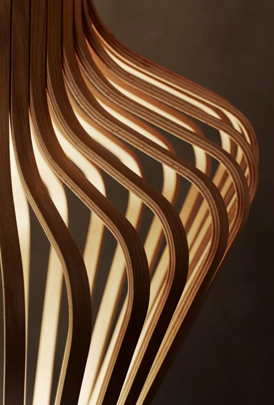 Curved Wood Pendant Lamp | Japandi Kitchen Island Light - Lamps