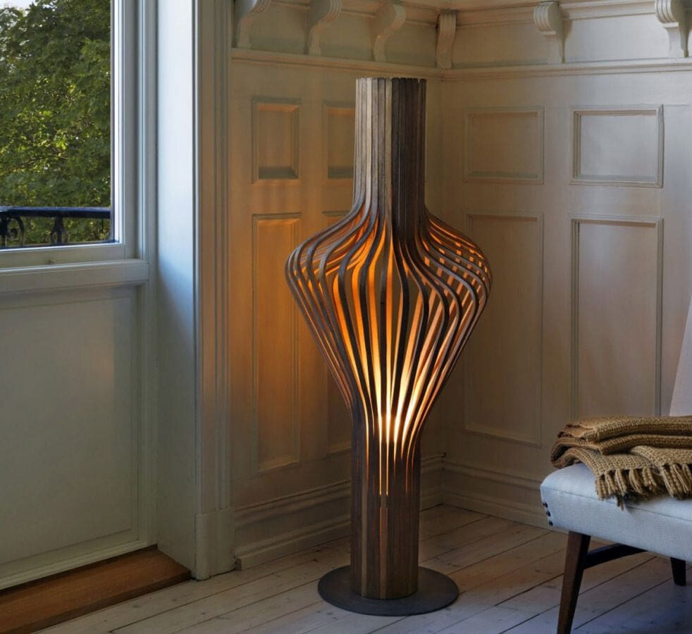 Scandinavian Bentwood Floor Lamp | Organic Sculptural Form - Lamps