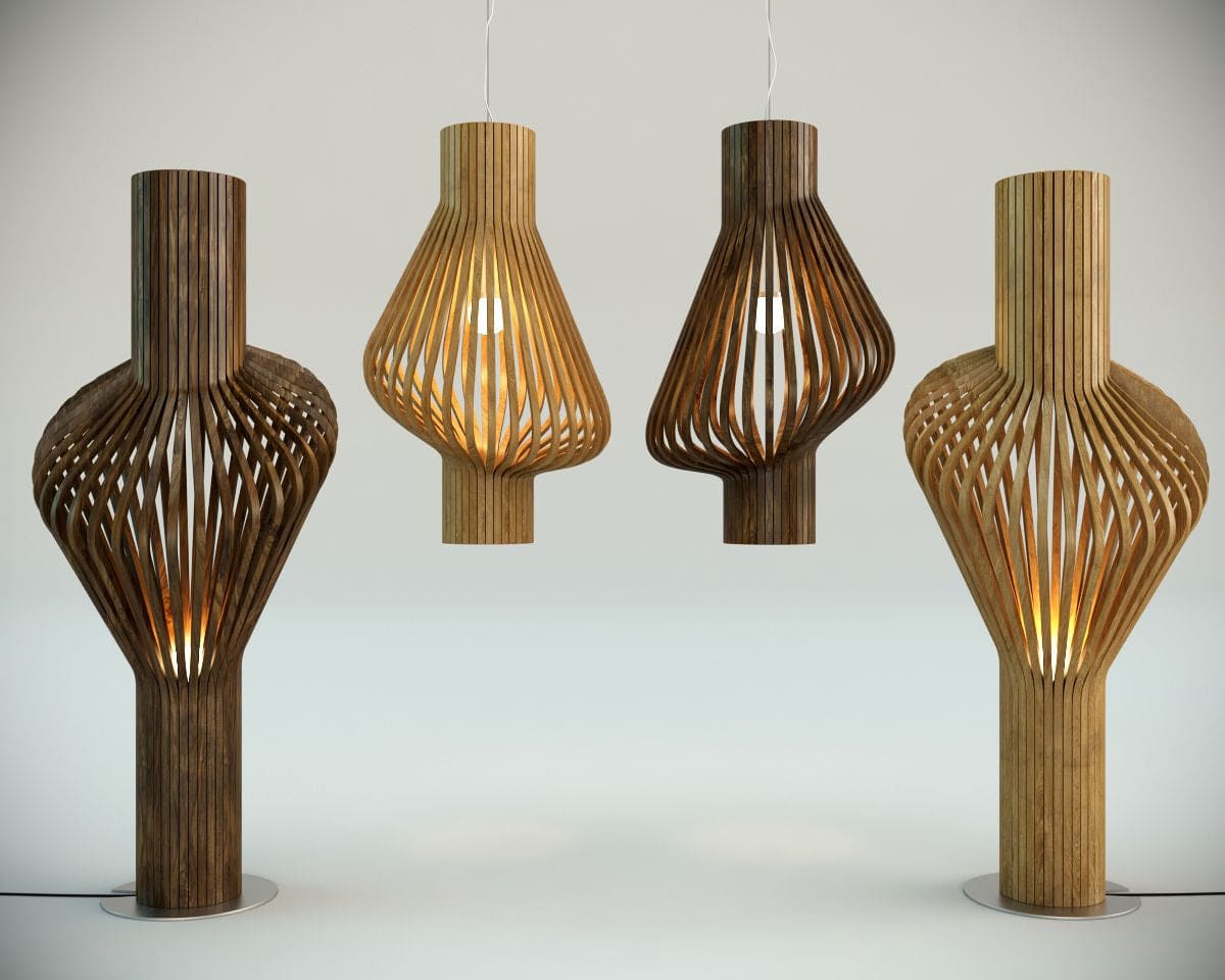 Scandinavian Bentwood Floor Lamp | Organic Sculptural Form - Lamps