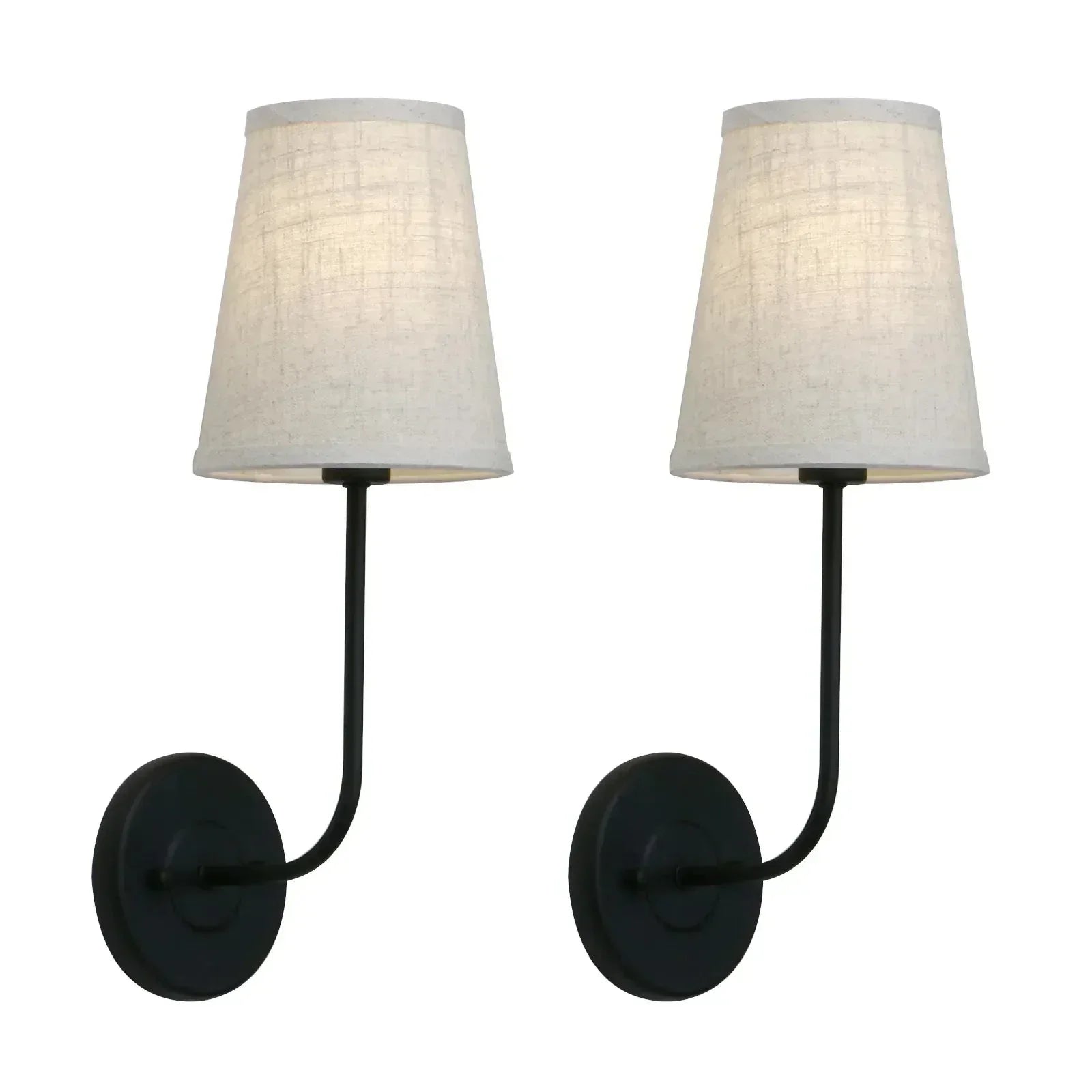 Classical Iron Wall Lamp with Fabric Shade - Elegant Dual-light Mounted Fixture for Bedroom, - Sconces