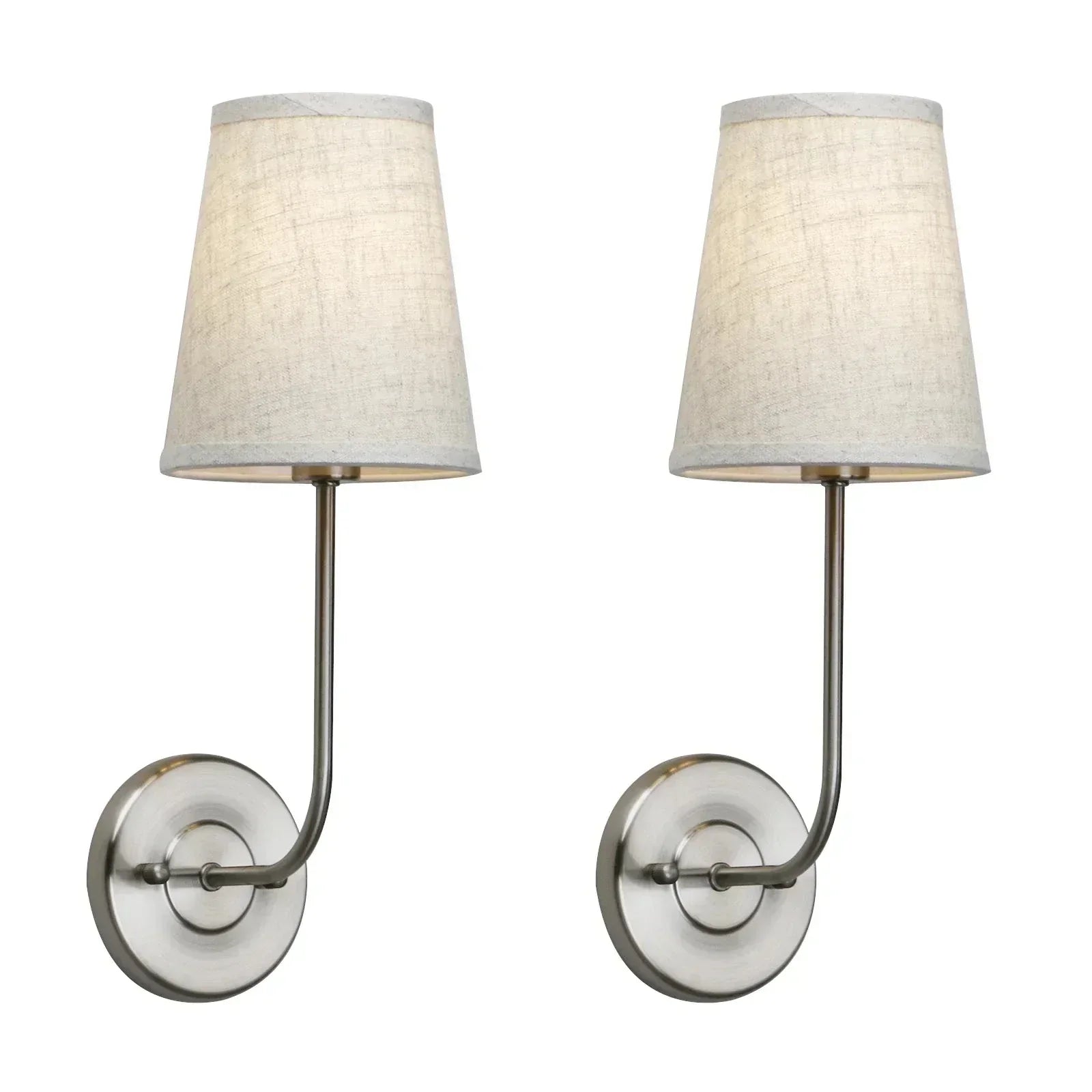 Classical Iron Wall Lamp with Fabric Shade - Elegant Dual-light Mounted Fixture for Bedroom, - Sconces