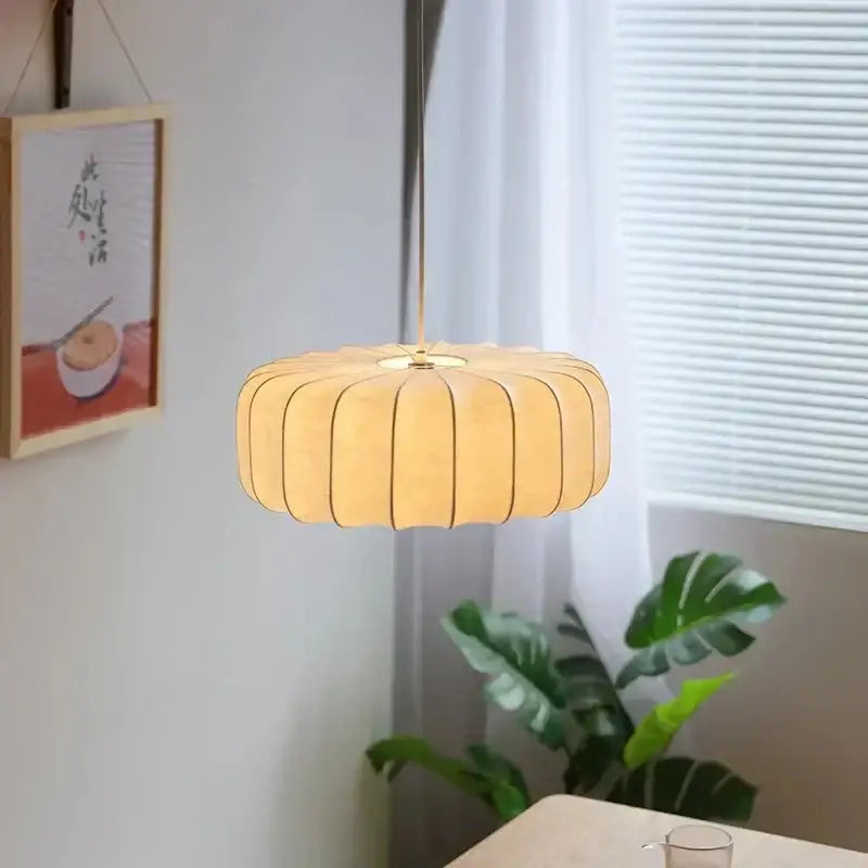 Silk Lampshade Pendant Light Fixtures for Dining Room Bedroom Living - Lamps
