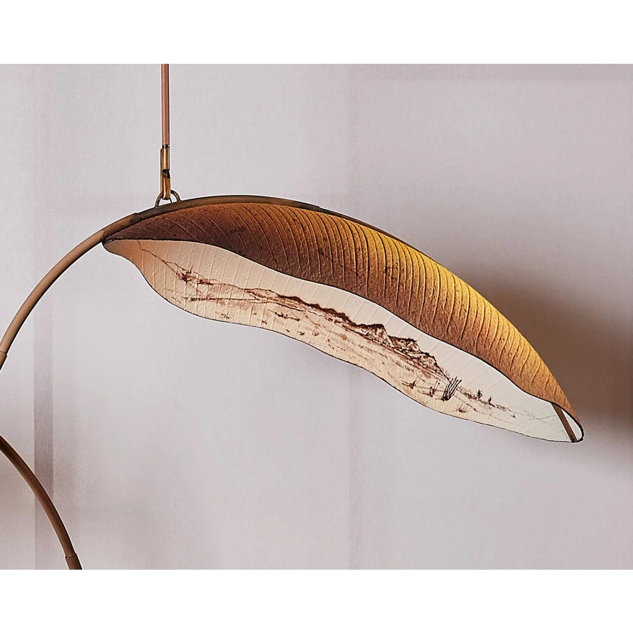 Single banana leaf pendant light full view