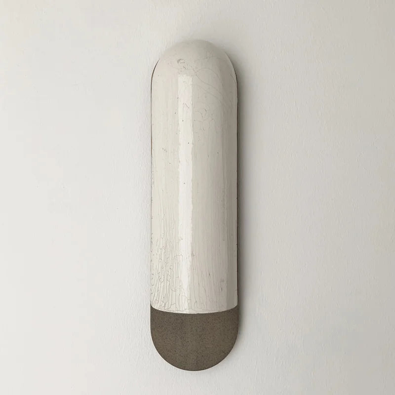 Crackled Ceramic Wall Sconce with Wood Base – Wabi Sabi Japandi Light for Hallway Bedroom & Living Room Casalolalights
