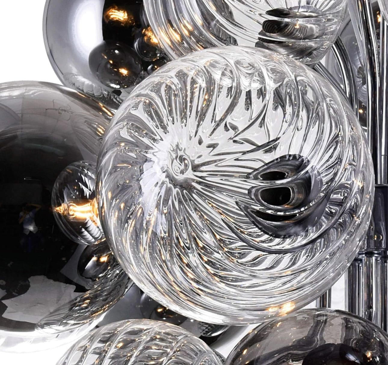 Modern Ball Glass Bubble Chandelier for Dining Room – Smoked Grey Finish | Casalola Lights - Chandeliers