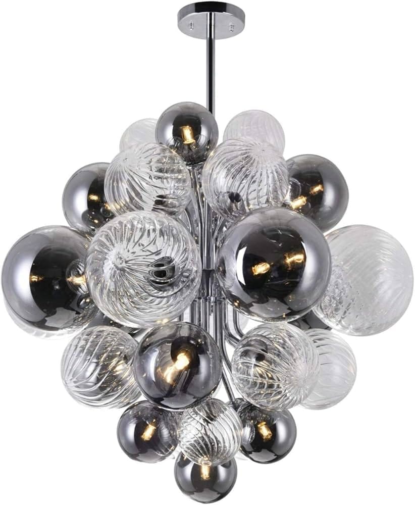Modern Ball Glass Bubble Chandelier for Dining Room – Smoked Grey Finish | Casalola Lights - Chandeliers