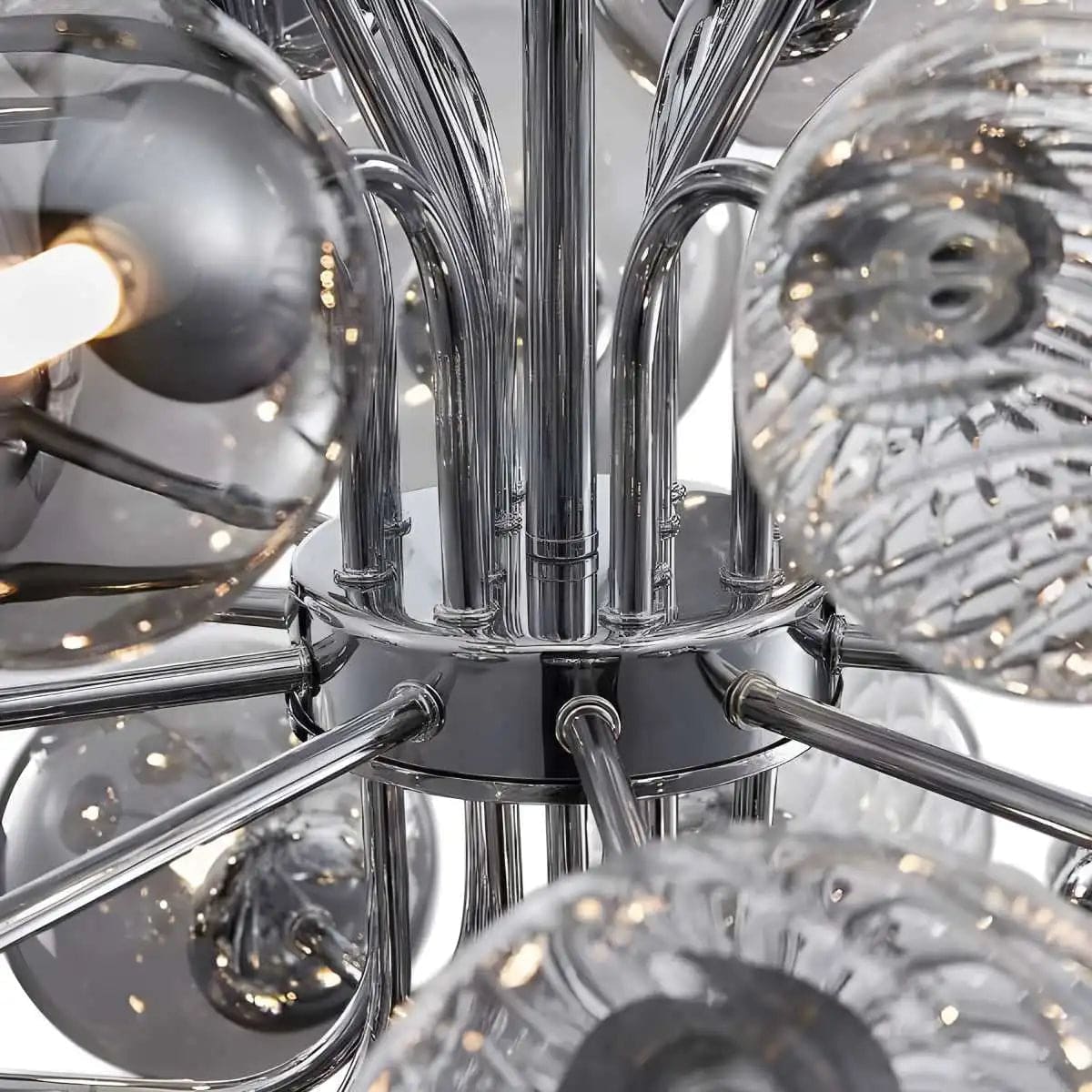 Modern Ball Glass Bubble Chandelier for Dining Room – Smoked Grey Finish | Casalola Lights - Chandeliers