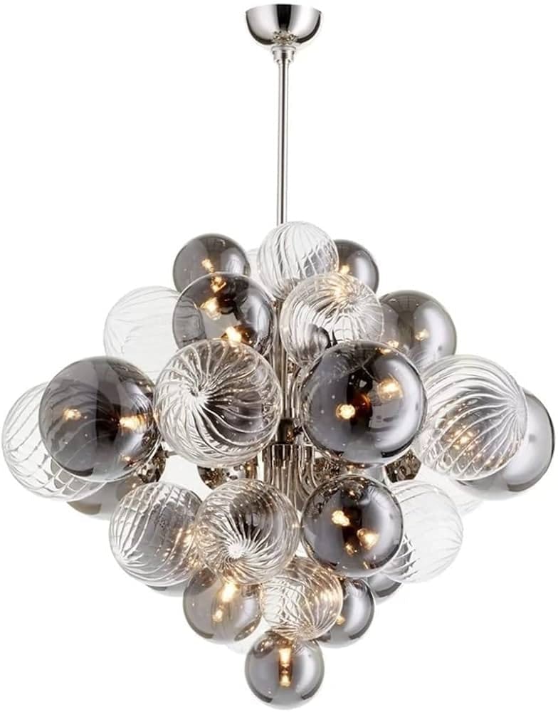 Modern Ball Glass Bubble Chandelier for Dining Room – Smoked Grey Finish | Casalola Lights - Chandeliers