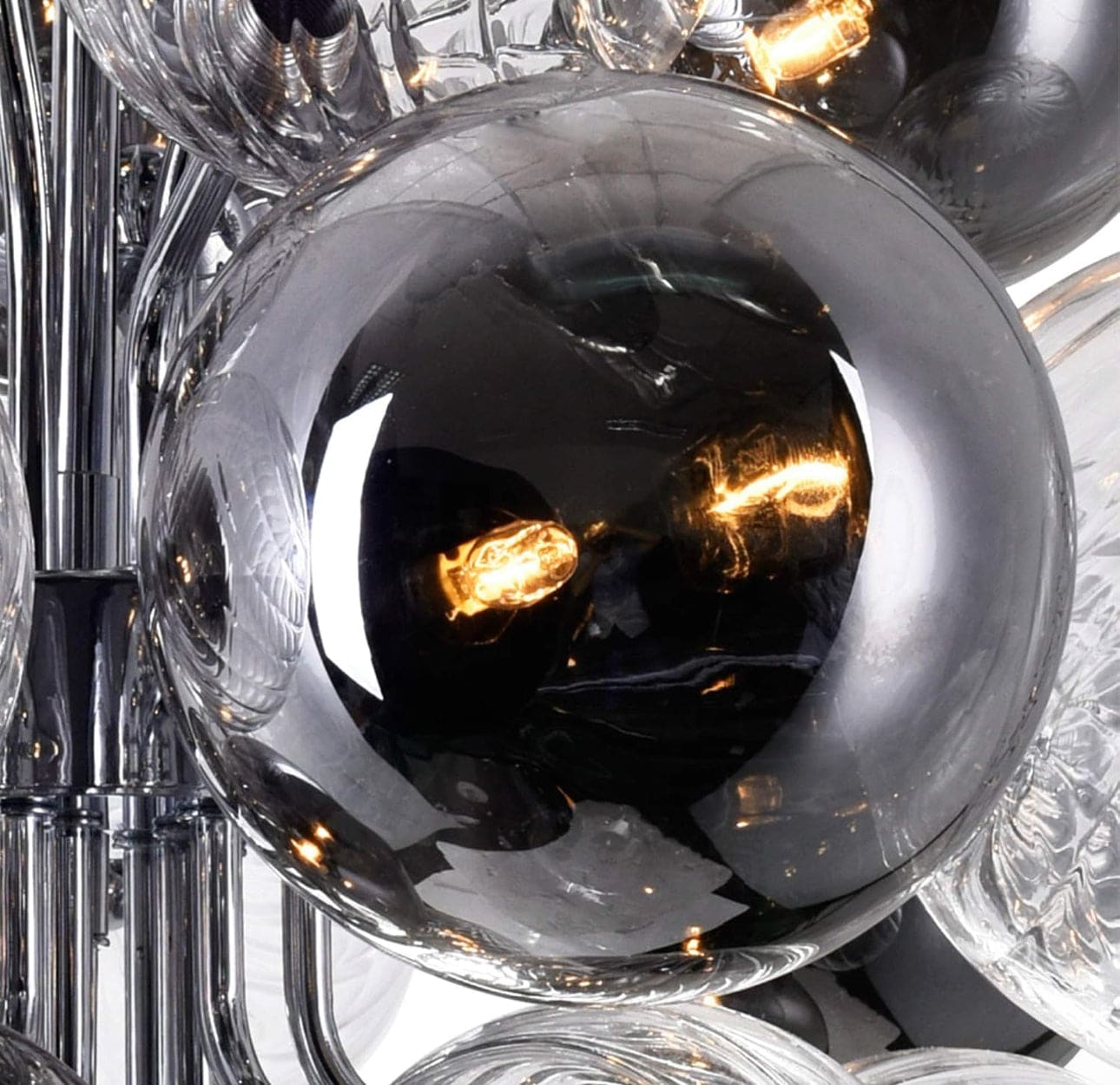 Modern Ball Glass Bubble Chandelier for Dining Room – Smoked Grey Finish | Casalola Lights - Chandeliers