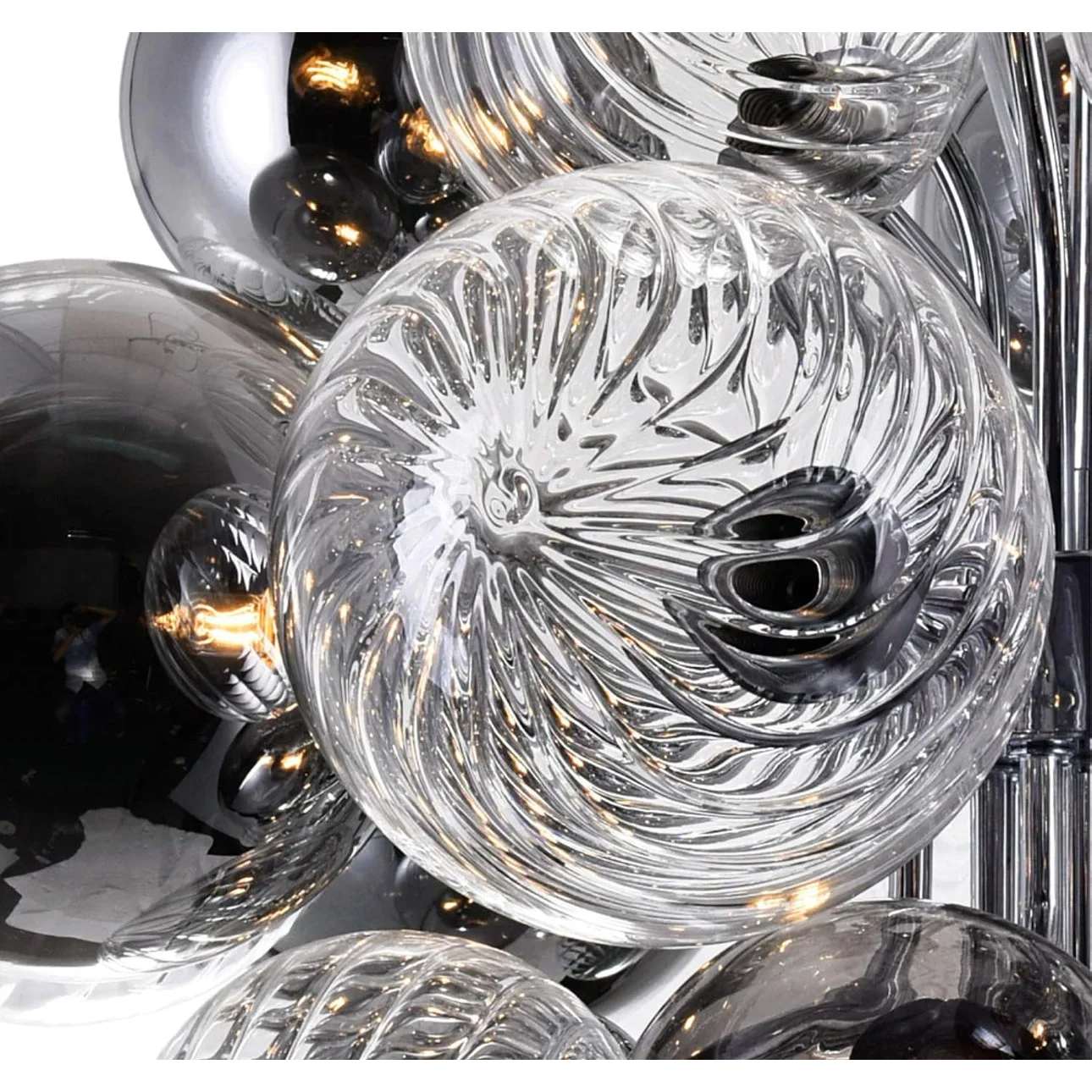 Modern Ball Glass Bubble Chandelier for Dining Room – Smoked Grey Finish | Casalola Lights Casalolalights Luxury Lamps