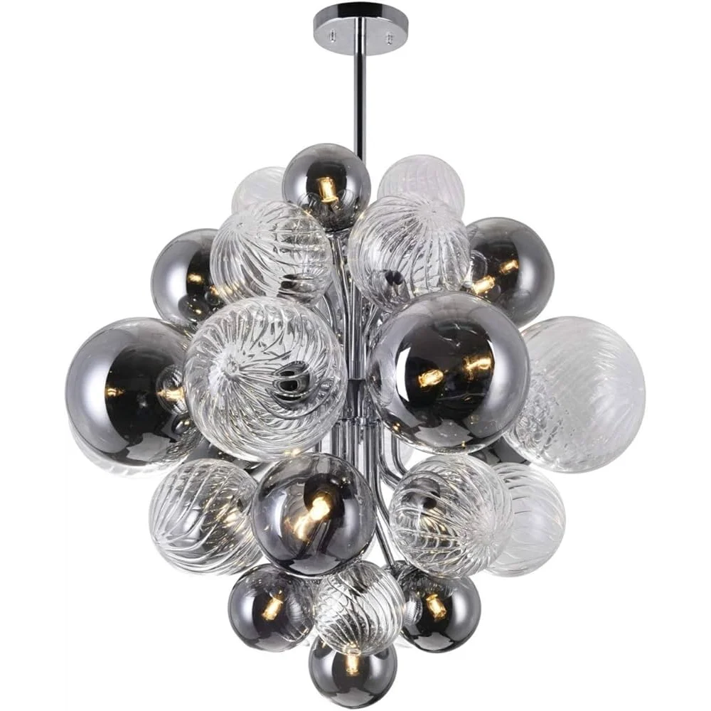 Modern Ball Glass Bubble Chandelier for Dining Room – Smoked Grey Finish | Casalola Lights