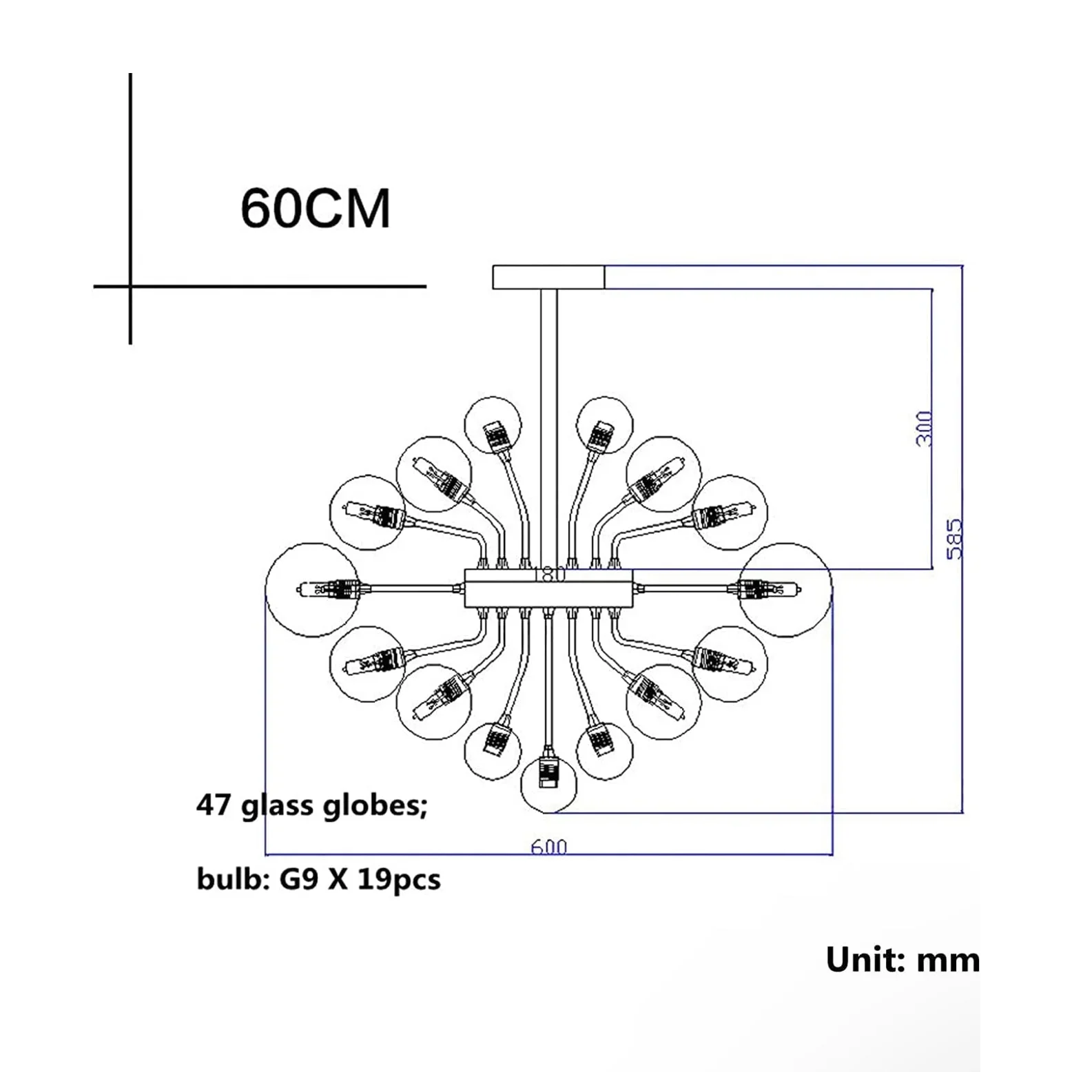 Modern Ball Glass Bubble Chandelier for Dining Room – Smoked Grey Finish | Casalola Lights