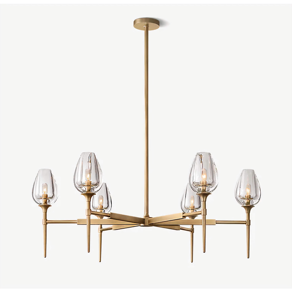 Smoked Glass & Brass Candle Chandelier | Tulip-shade Transitional Modern Dining Living Casalolalights Luxury Lamps