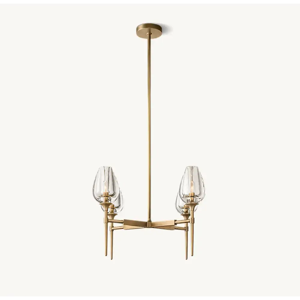 Smoked Glass Candle Chandelier | Modern Brass Fixture for Dining Room - Chandeliers