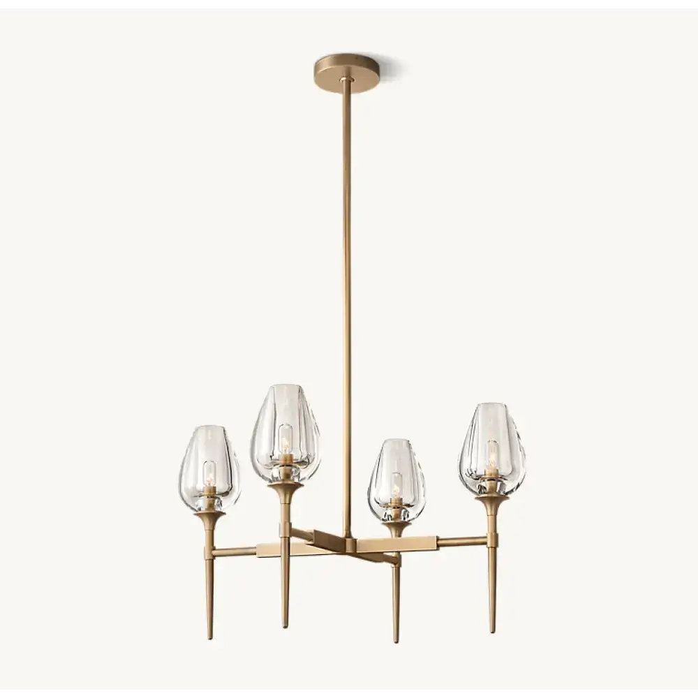 Smoked Glass Candle Chandelier | Modern Brass Fixture for Dining Room - Chandeliers