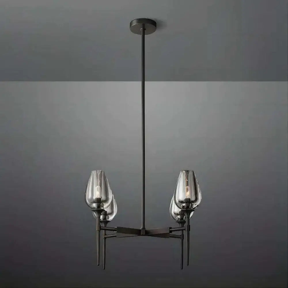 Smoked Glass Candle Chandelier | Modern Brass Fixture for Dining Room - Chandeliers
