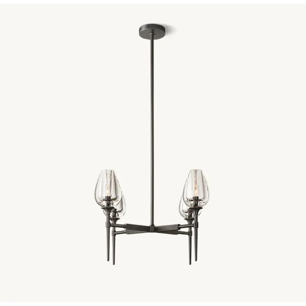 Smoked Glass Candle Chandelier | Modern Brass Fixture for Dining Room - Chandeliers