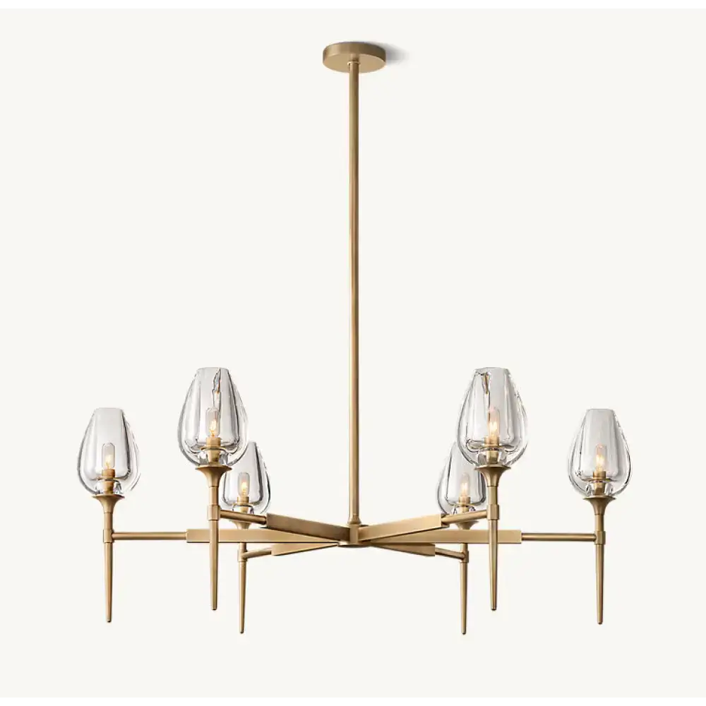 Smoked Glass Candle Chandelier | Modern Brass Fixture for Dining Room - Chandeliers