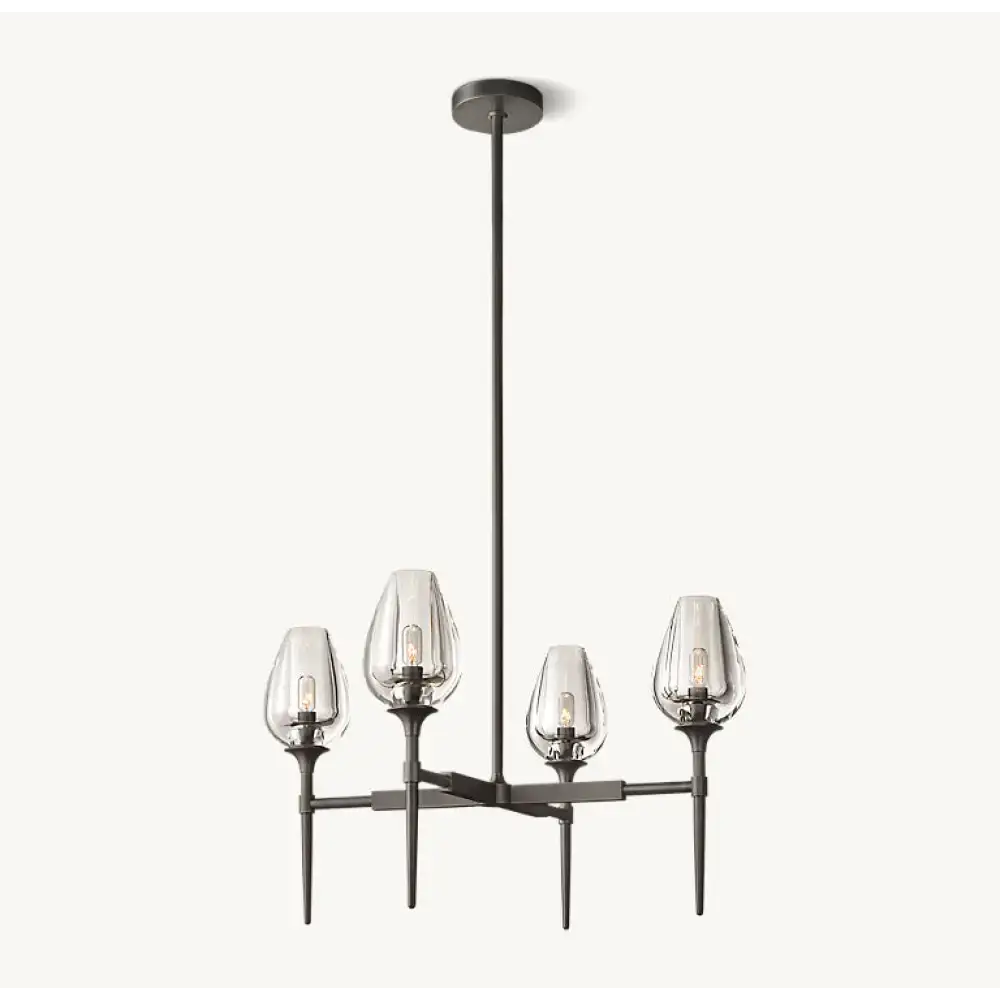 Smoked Glass Candle Chandelier | Modern Brass Fixture for Dining Room - Chandeliers
