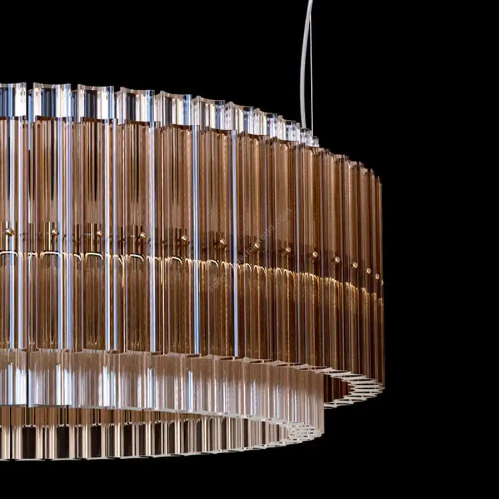 Smoked Glass Drum Chandelier | Tiered Modern Crystal Statement Light - Chandeliers