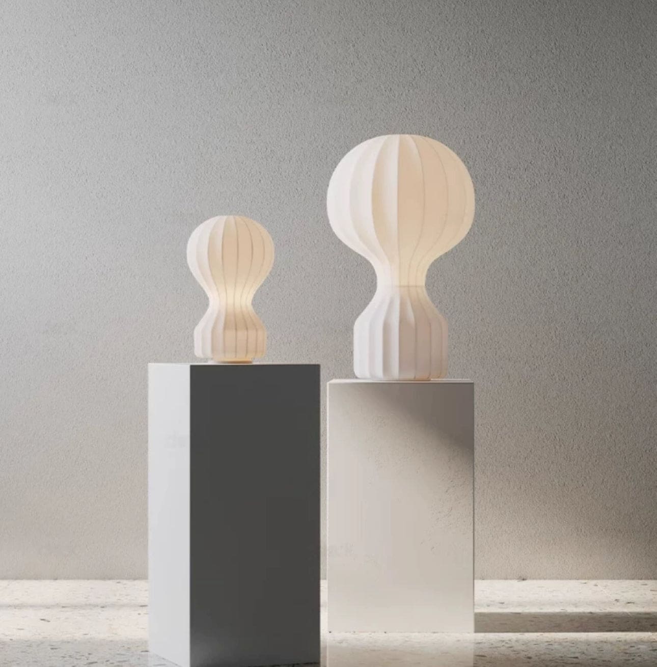 Japandi Table Lamp - Resin and Silk Available in Three Sizes Wabi-sabi Style - Lamps