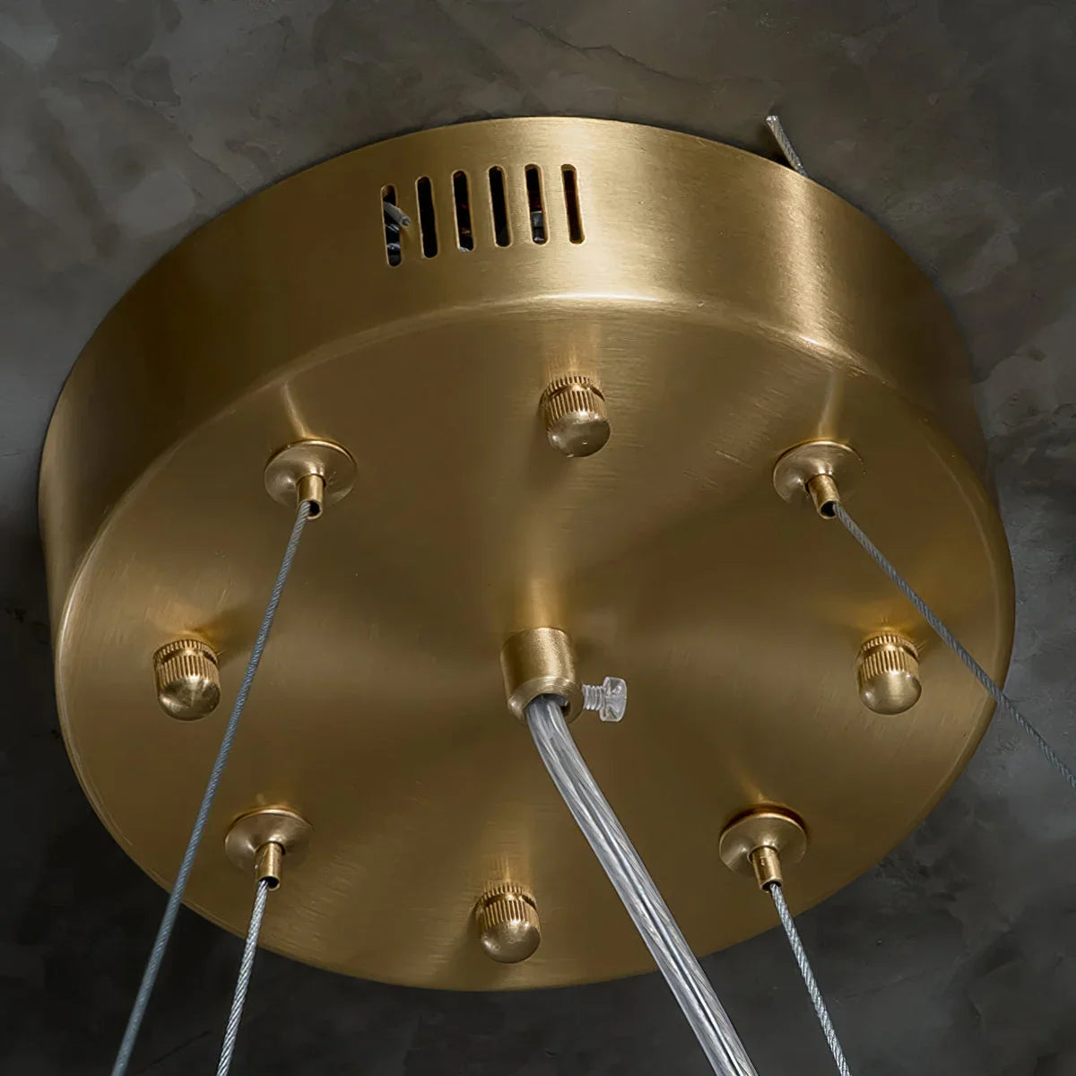 Solid drum alabaster chandelier full view