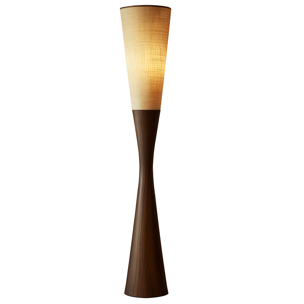 Wabi-sabi Tall Wood Floor Lamp for Living Room or Bedroom – Solid Base Linen Shade Japandi Lighting Casalolalights