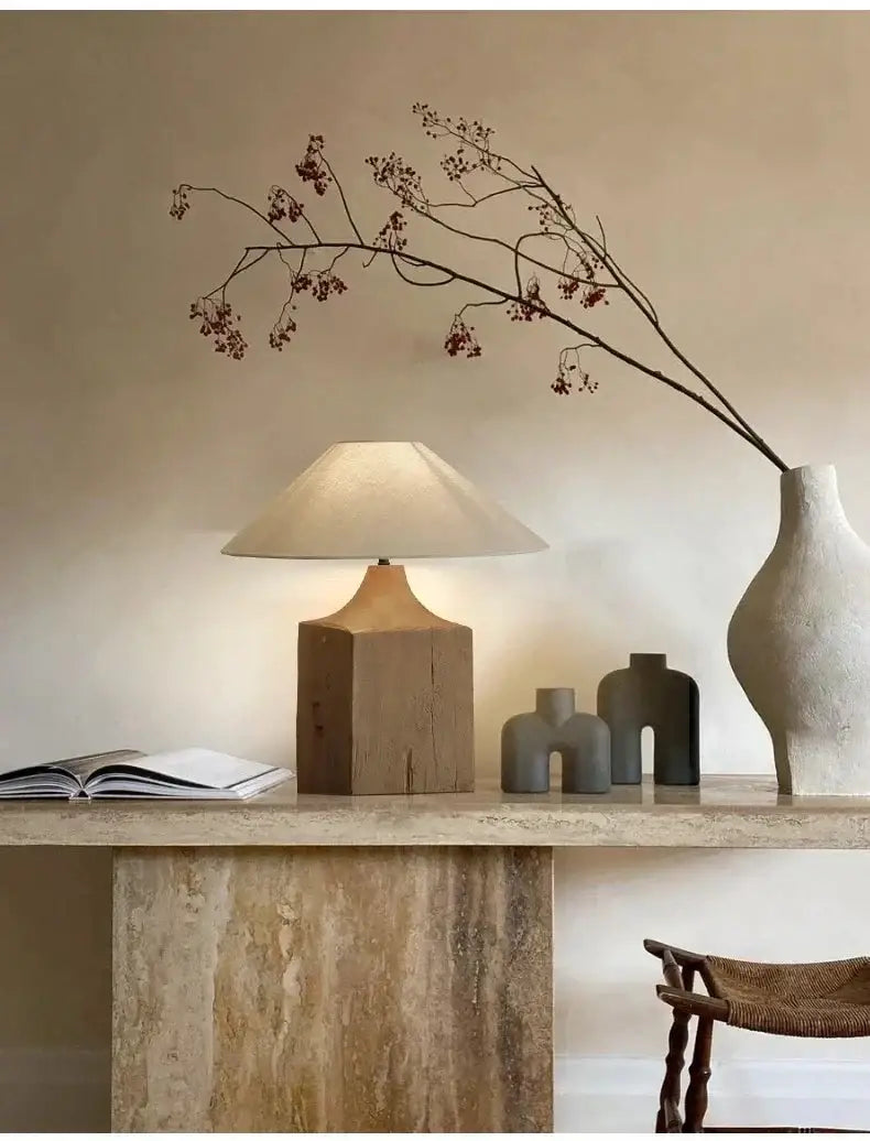 Solid Wood Columnar Floor Lamp for Living Room Bedroom Minimalist Design Japandi - Lamps