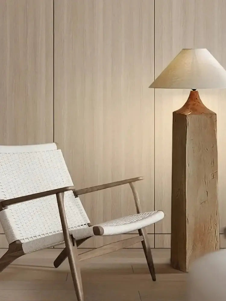 Solid Wood Columnar Floor Lamp for Living Room Bedroom Minimalist Design Japandi - Lamps