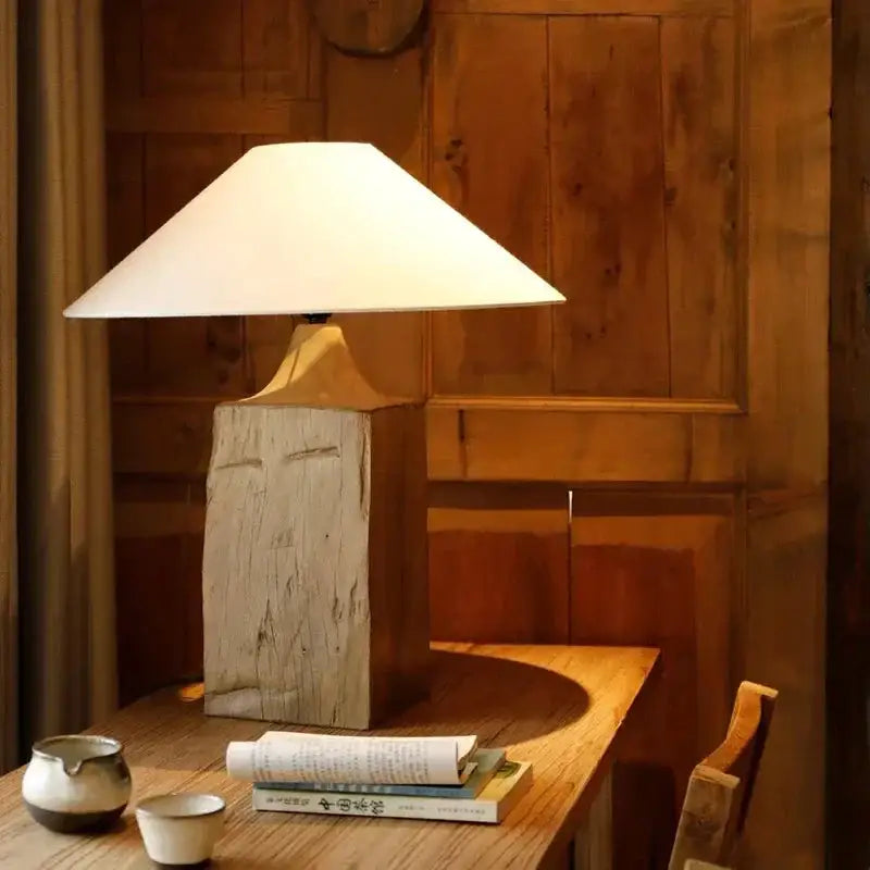 Solid Wood Columnar Floor Lamp for Living Room Bedroom Minimalist Design Japandi - Lamps