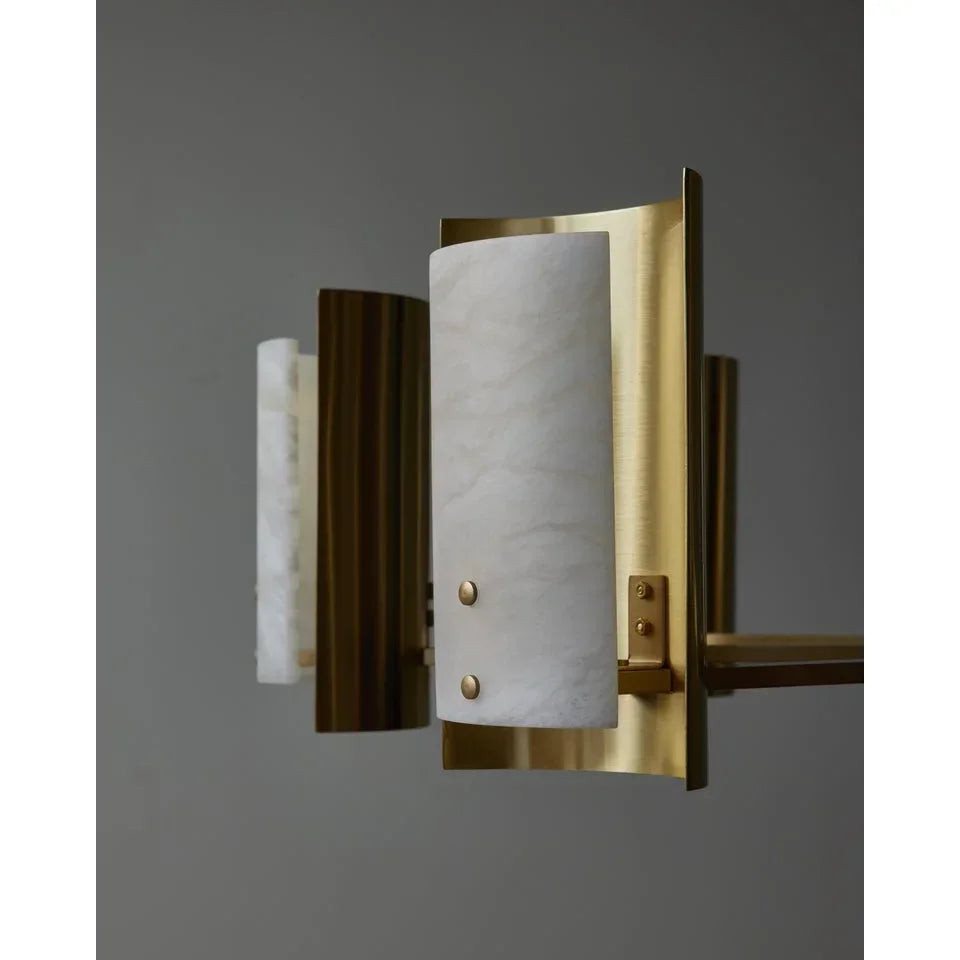 Spanish Alabaster Round Chandelier | Brass Modern Dining Room Light