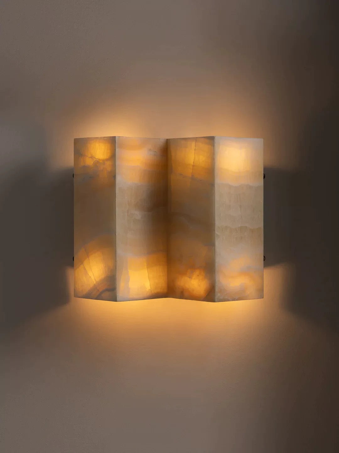 Spanish Marble Alabaster Wall Sconce – Casalola Folded Stone Light for Bedroom & Hallway