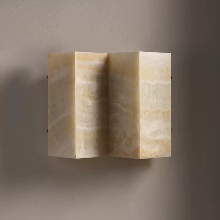 Spanish Marble Alabaster Wall Sconce – Casalola Folded Stone Light for Bedroom & Hallway