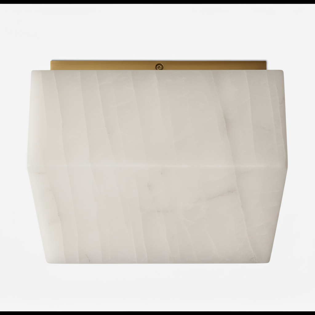 Square Alabaster Flush Mount Ceiling Light for Foyer or Bedroom | 13.8 17.7 23.6 in Solid Brass Casalola Lights Luxury