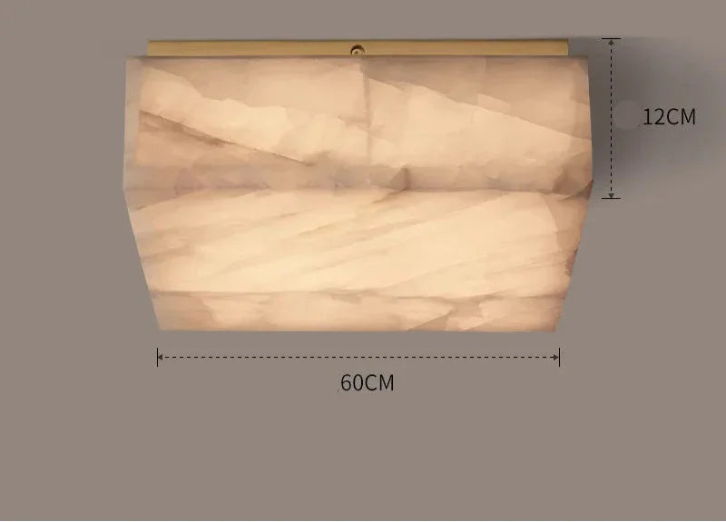 Square Alabaster Flush Mount Ceiling Light | Modern Natural Stone Fixture for Hallway Closet or Powder Room
