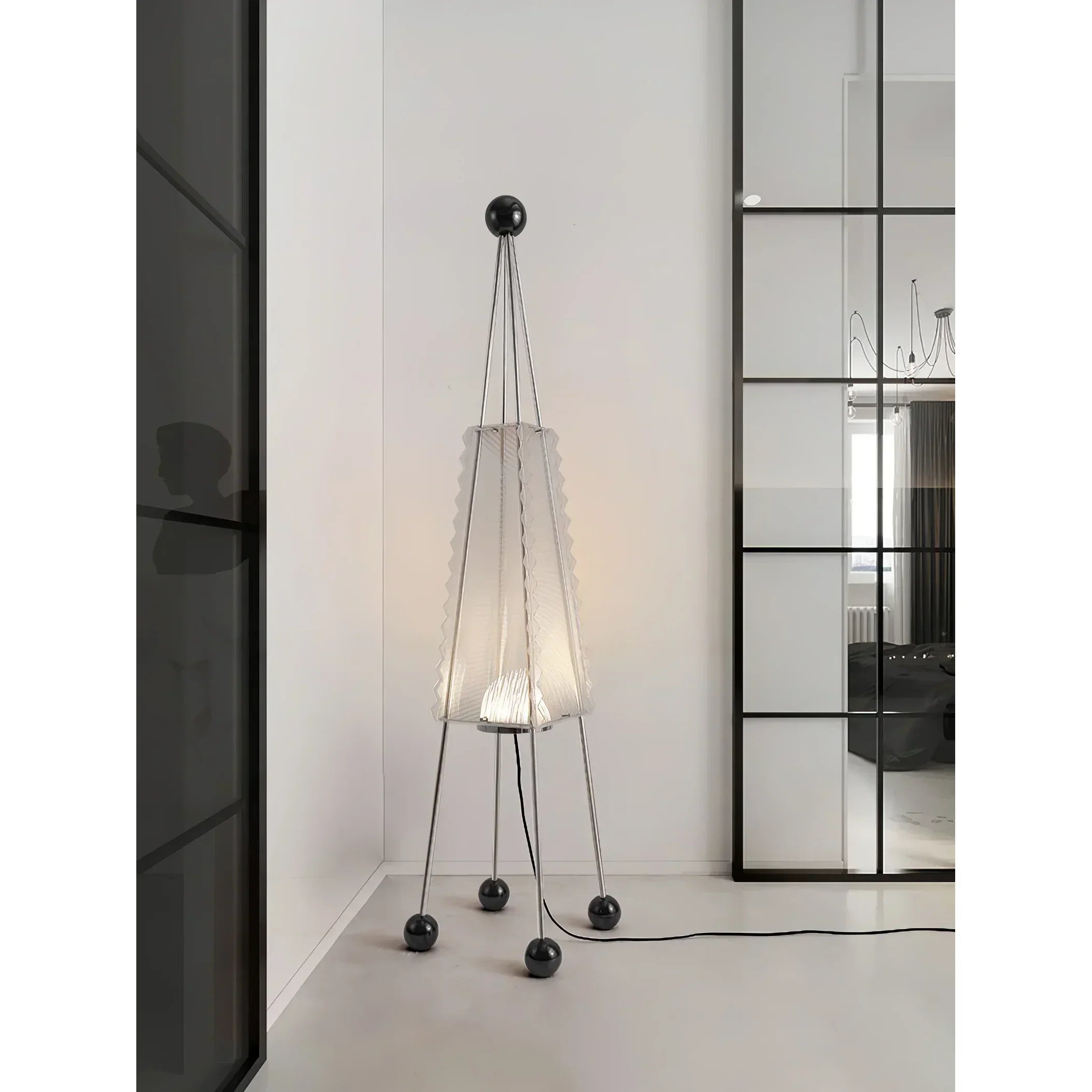 Tent Designer Floor Lamp Stainless Steel 175cm Tall Light for Living Room | Modern Eclectic Interiors