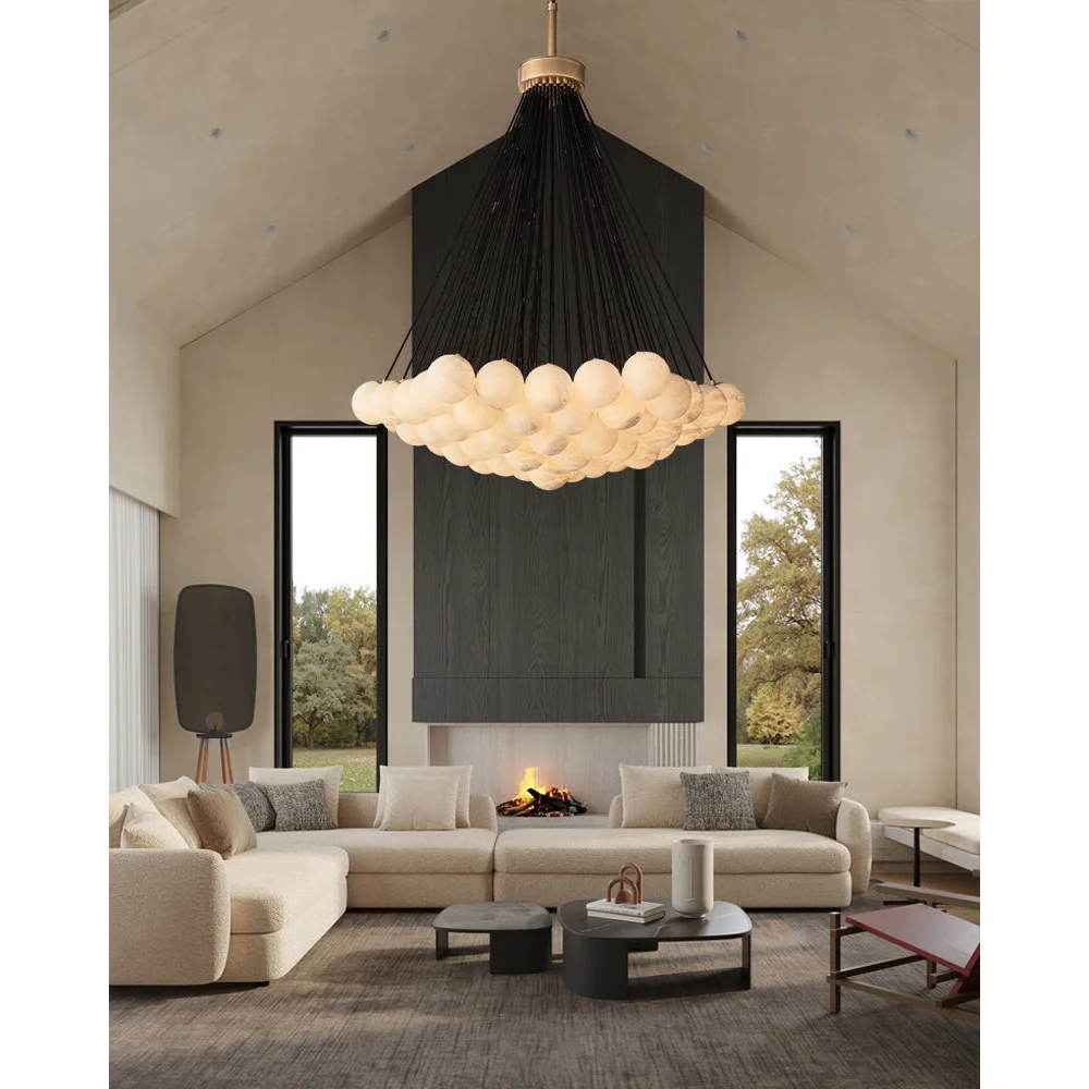 Alabaster Globe Cluster Chandelier Copper – Luxury Staircase & Foyer Pendant Light Casalolalights Luxury Lamps
